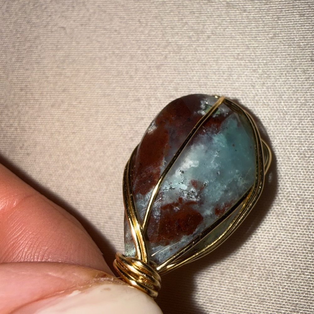 Aquaprase™ Faceted Pendant | Rare Blue-Green Chalcedony • Earth & Ocean Energy - Picture 8 of 9